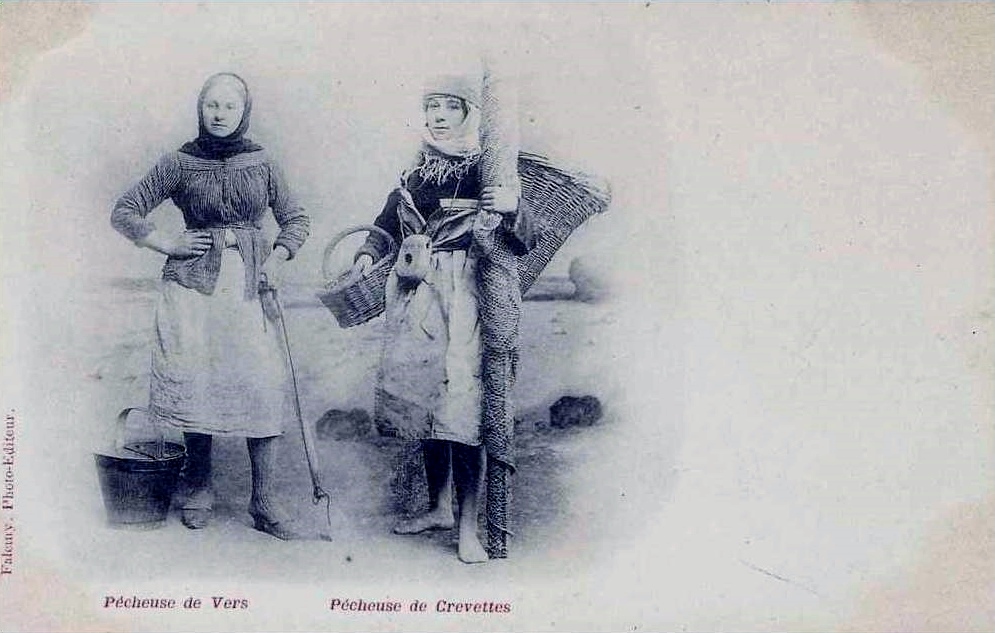 Dunkerque pecheuses de vers de crevettes