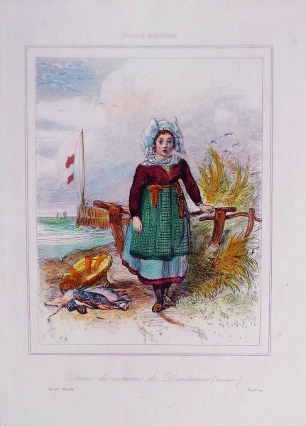 Dunkerque bazenne gravure colorisee